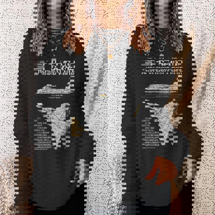 F-15イーグル航空機の設計図ジェット戦闘機データ スウェットシャツ 彼女への贈り物