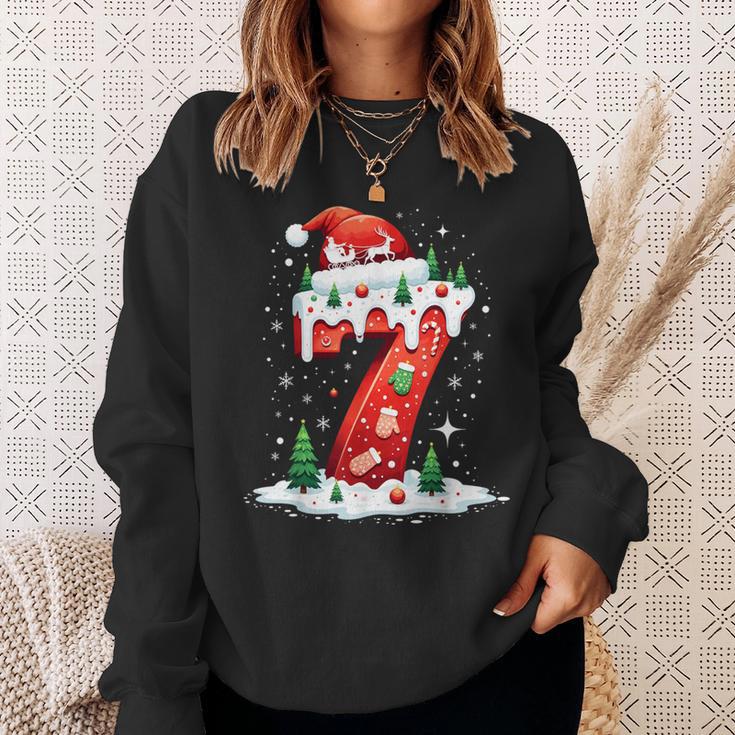 Fun Six Seven 6 7 Meme Couples Pajamas Christmas Tree Lights Sweatshirt Gifts for Her