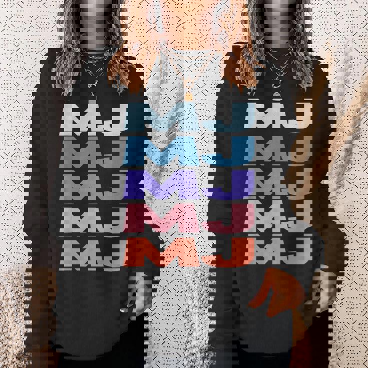 Modern Repeated Text Mj スウェットシャツ 彼女への贈り物