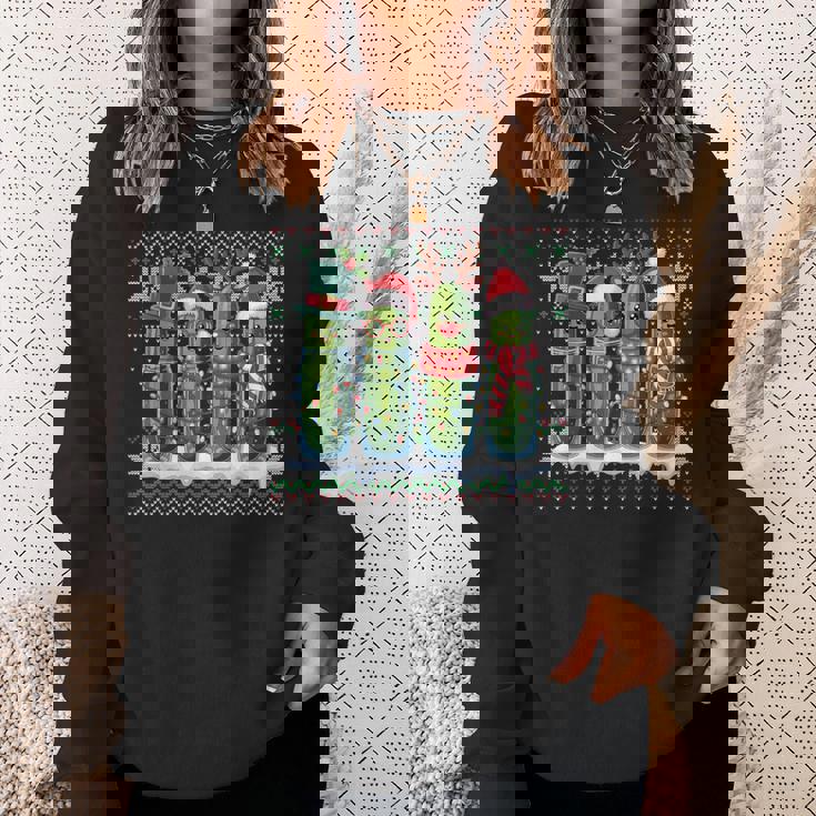 Pickles Christmas Lights Santa Hat Xmas Ugly Sweater Sweatshirt Gifts for Her