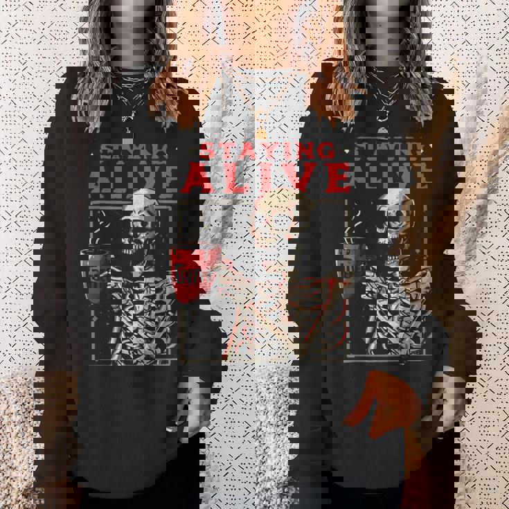 kulltaying Alive スケルトン ドリンクコーヒー スウェットシャツ 彼女への贈り物