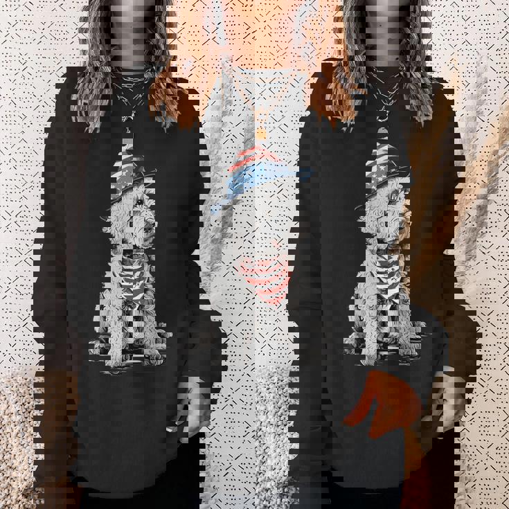 Goldendoodle 7月4日 愛国的 ゴールデンドゥードル 犬 スウェットシャツ 彼女への贈り物