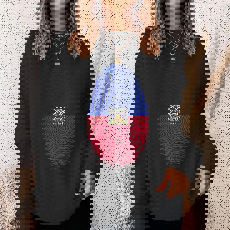 Haiti Flag Fingerprint Haitian For Haitians スウェットシャツ 彼女への贈り物