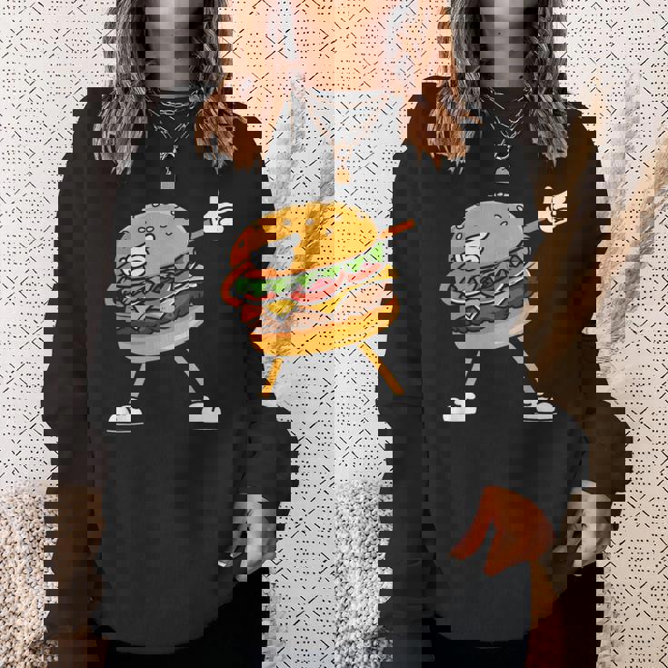 Hamburger チーズバーガー Burger Fast Food Cheeseburger Dabbing スウェットシャツ 彼女への贈り物