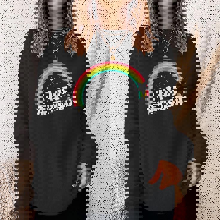 I Have Depression 面白いメンタルヘルスリマインダーギフト スウェットシャツ 彼女への贈り物