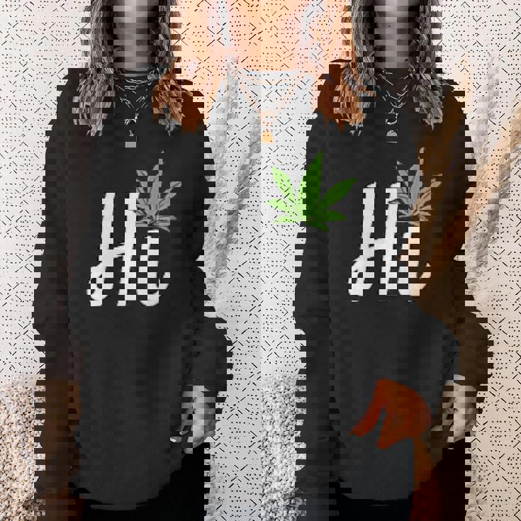 Hi Hello マリファナの葉 ハッピーファニー大麻 ウィード パイナップル スウェットシャツ 彼女への贈り物