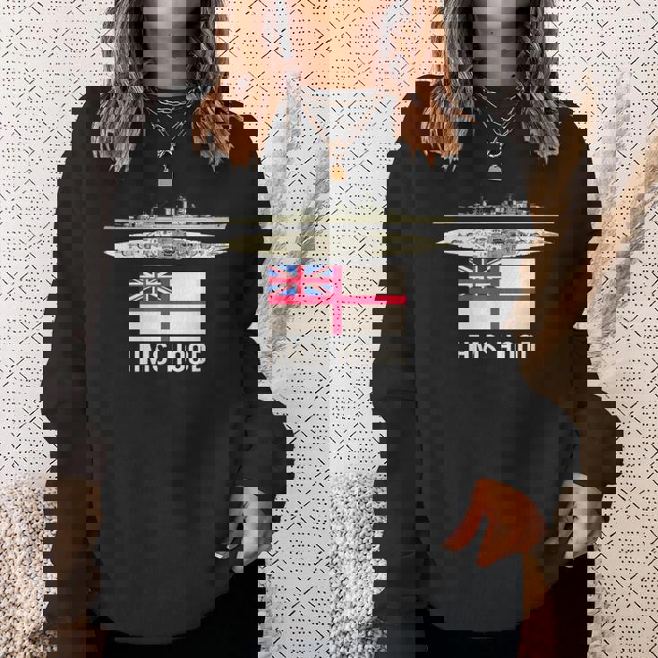 Hms Hood イギリス戦艦図 海軍旗 スウェットシャツ 彼女への贈り物