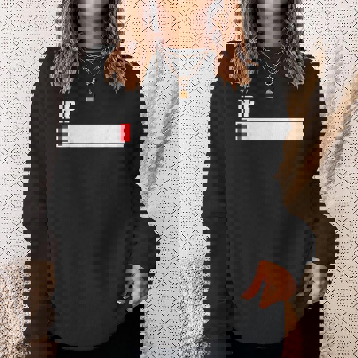 Hpが残りわずか 体力がない 限界 おもしろ ユーモア ゲーム Hpバー 黒 他カラー メンズ レディース 大きいサイズ スウェットシャツ 彼女への贈り物