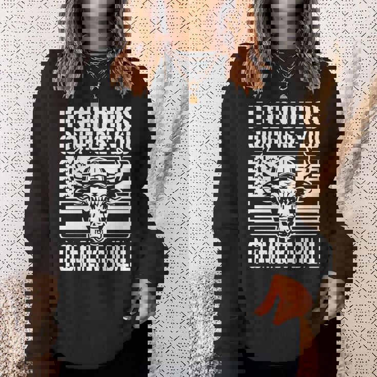 If Genders Confuse You Go Milk A Bull Usa 国旗 アメリカ 長袖tシャツ スウェットシャツ 彼女への贈り物