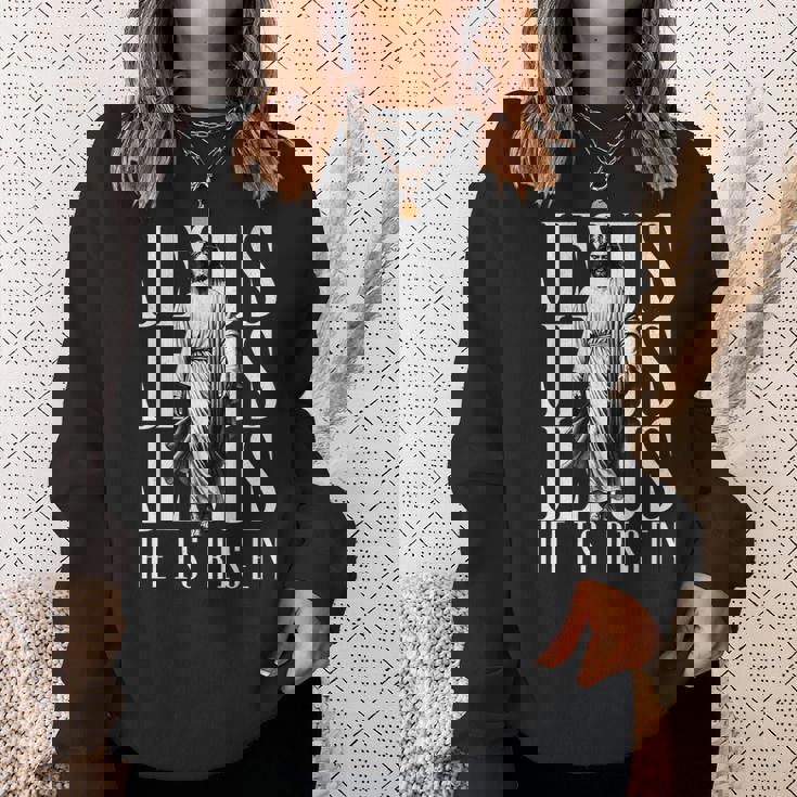 Jesus He Is Risen クリスチャン 復活 救世主 信仰 イースター スウェットシャツ 彼女への贈り物