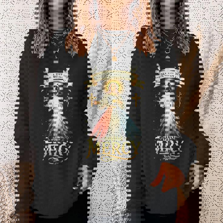 Jesus I Trust In You 神の慈悲 カトリック クリスチャン イエス 長袖tシャツ スウェットシャツ 彼女への贈り物