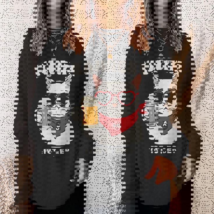 Kanreki 還暦 60歳 記念 猫 サングラス ビール 大人のユーモア スウェットシャツ 彼女への贈り物