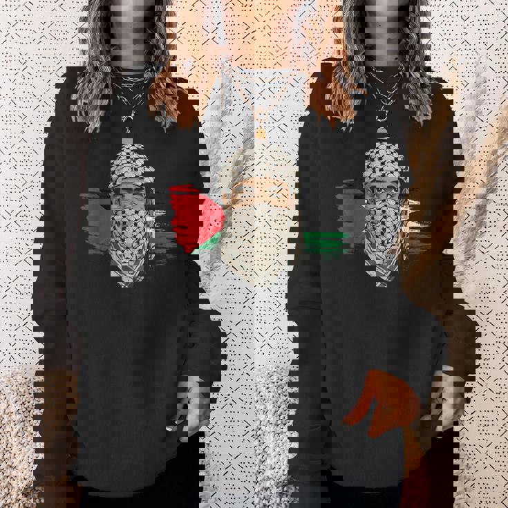 Keffiyehスカーフのパレスチナの若い男 パレスチナサポーター スウェットシャツ 彼女への贈り物