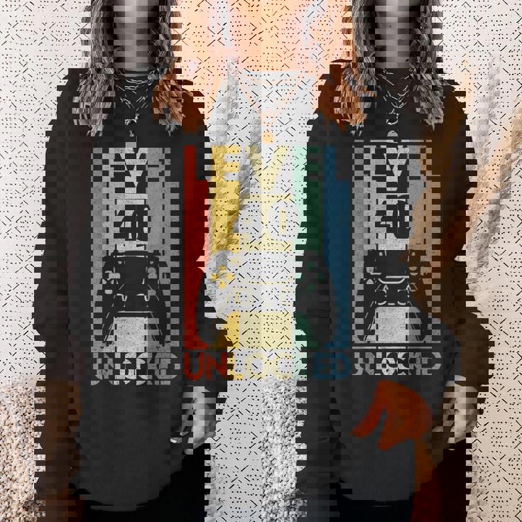 Level 40 Unlocked ideo Gamer 40Th Birthday スウェットシャツ 彼女への贈り物