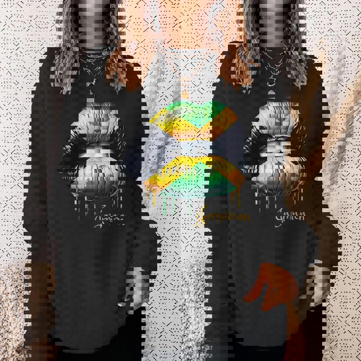 Lips Jamaican Flag Jamaica Love Travelacation スウェットシャツ 彼女への贈り物