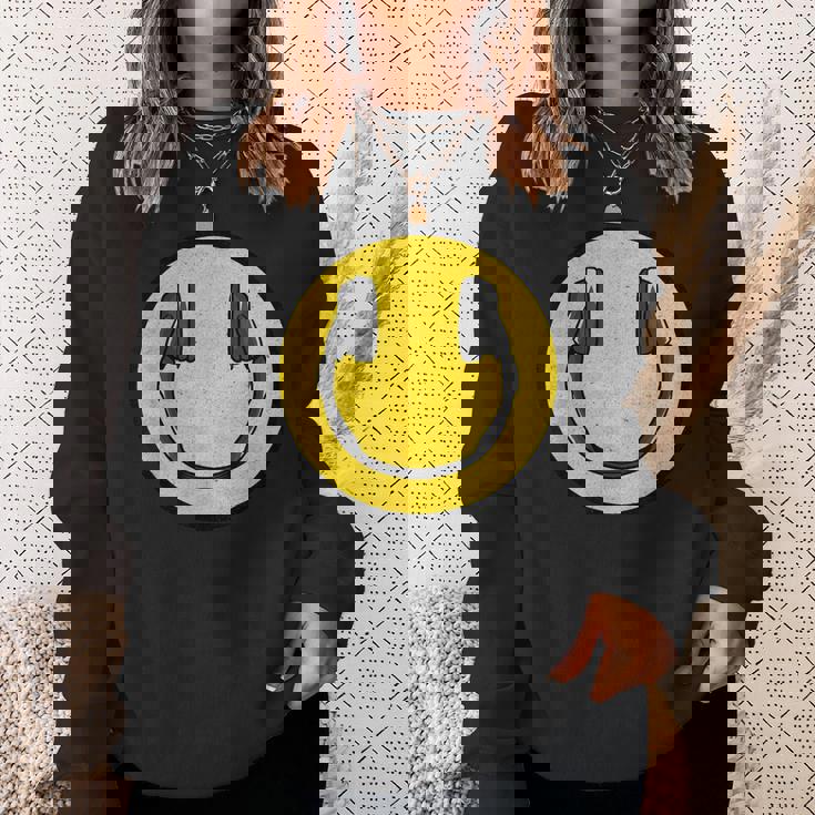 Love The 90年代レトロビンテージヘッドホン スマイルグランジミュージックdj スウェットシャツ 彼女への贈り物