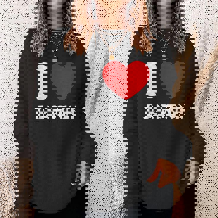 I Love Damon I Heart Damon 面白い名前 Damon スウェットシャツ 彼女への贈り物