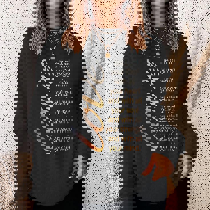 Love The Lord With All Your Heart 聖書の言葉 スウェットシャツ 彼女への贈り物