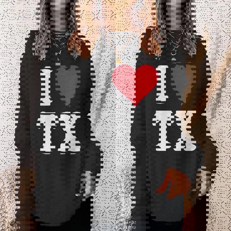 I Love Tx Initials I Heart TX First Last NameX スウェットシャツ 彼女への贈り物
