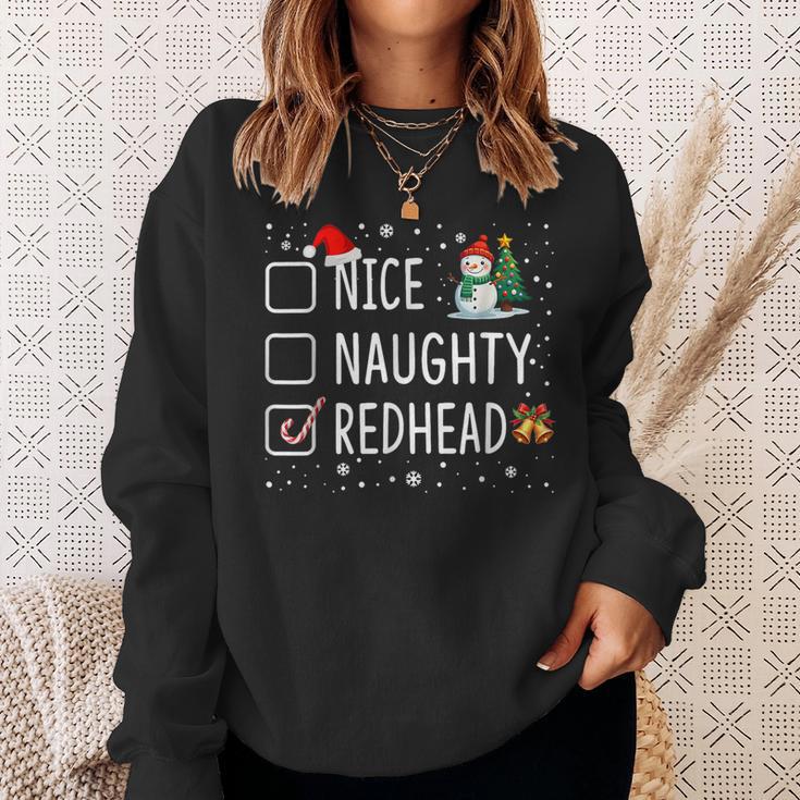 Naughty Nice Redhead Christmas Pajamas Santa Hat Xmas Sweatshirt Gifts for Her