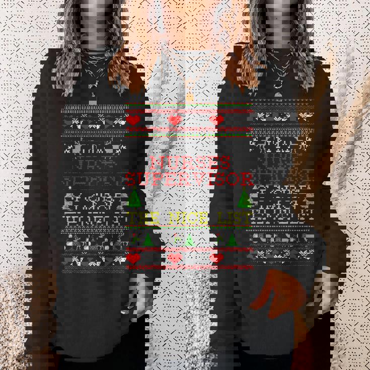 Nurses Supervisor I'm On The Nice List Ugly Christmas Sweatshirt Gifts for Her