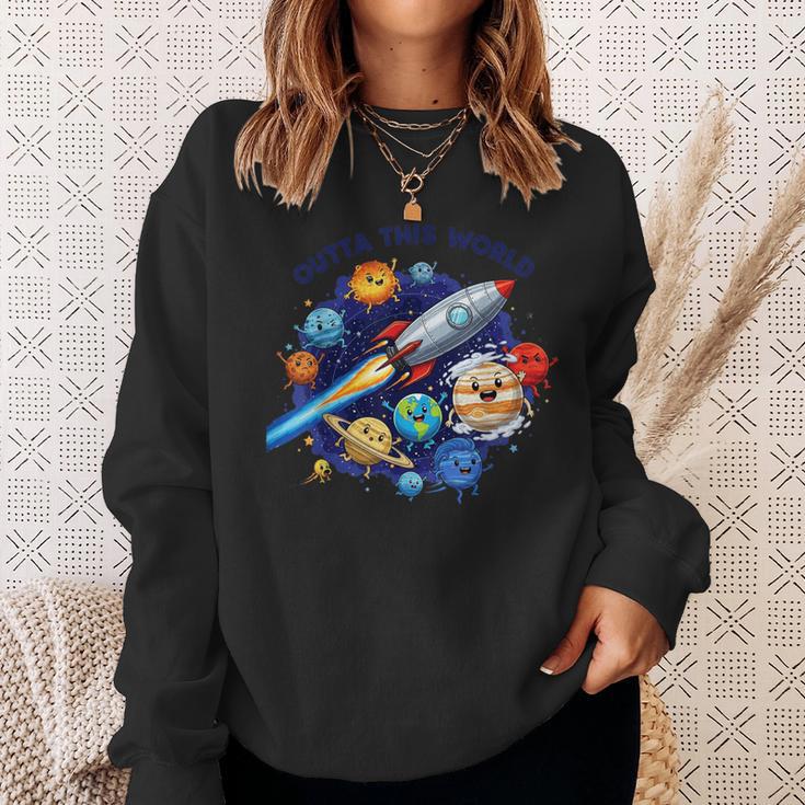 Outta This World かわいい惑星宇宙好き、宇宙飛行士銀河 スウェットシャツ 彼女への贈り物