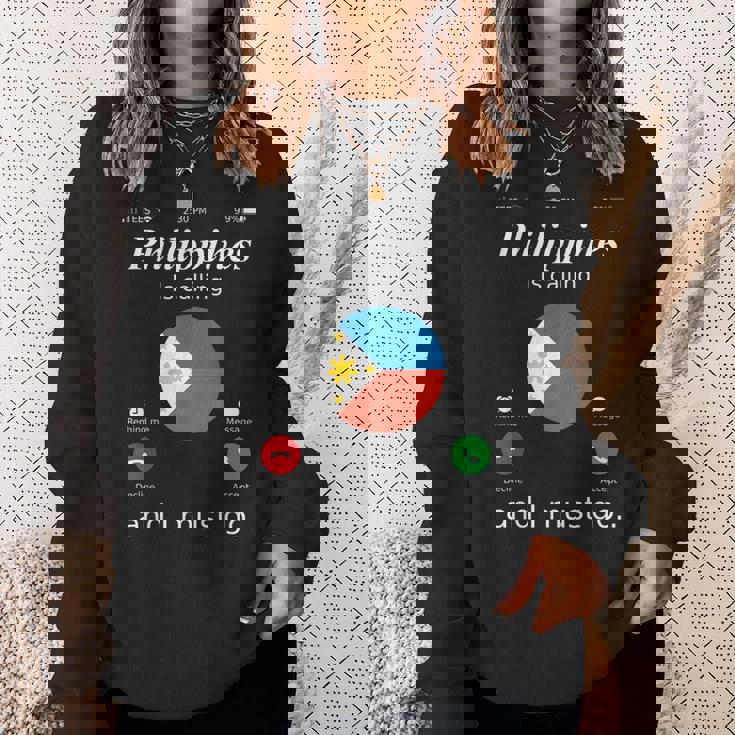 Philippines Is Calling And I Must Go フィリピン国旗シャツ スウェットシャツ 彼女への贈り物