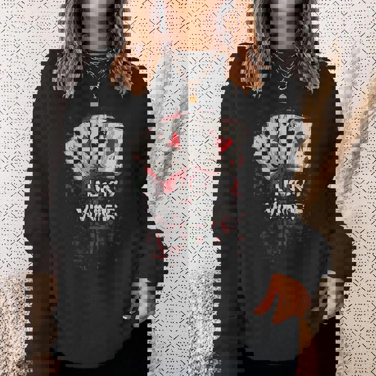 Poker Players ギフト 4エース トランプ Lucky Winner 長袖tシャツ スウェットシャツ 彼女への贈り物