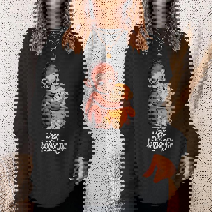 Punch Keep Holding On Cute Baby Monkey グラフィック スウェットシャツ 彼女への贈り物