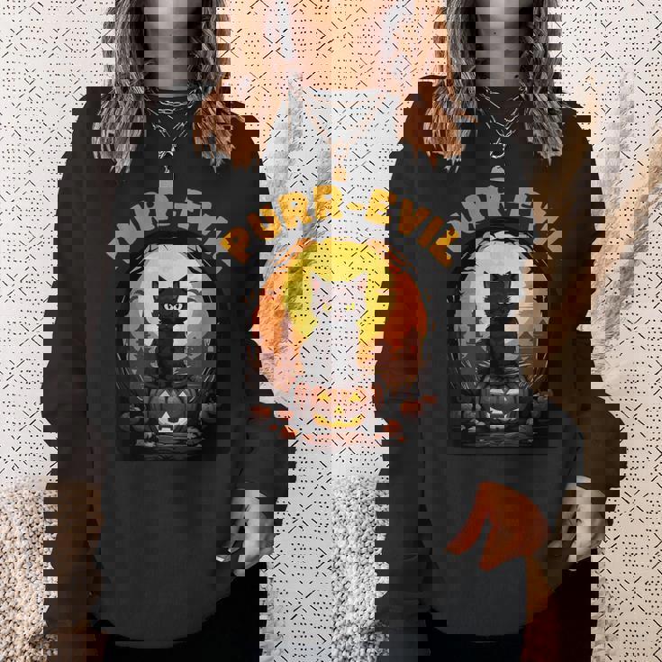 Purr-Evil お化け猫 ハロウィン スウェットシャツ 彼女への贈り物