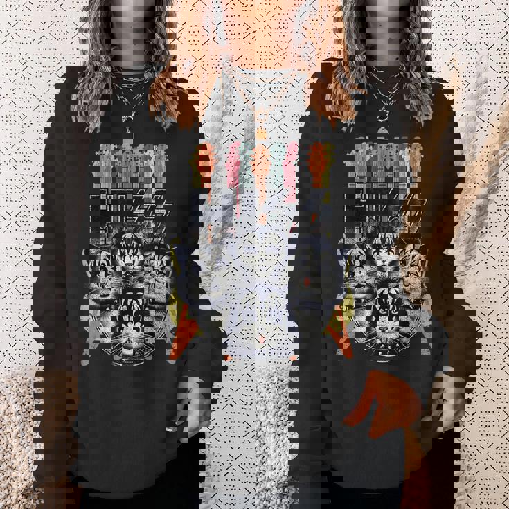 Hiss Cats 子猫 パロディ ロック ロッキン ヴィンテージ レトロ 猫 スウェットシャツ 彼女への贈り物