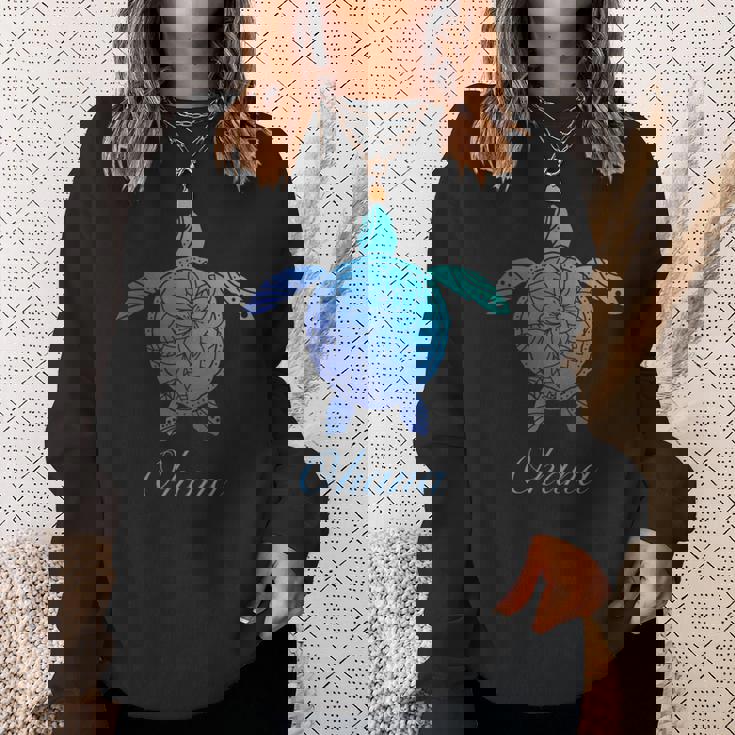 Save The Hawaii ウミガメ ハワイアン ブルー トライバル 亀 ホヌ 長袖tシャツ スウェットシャツ 彼女への贈り物