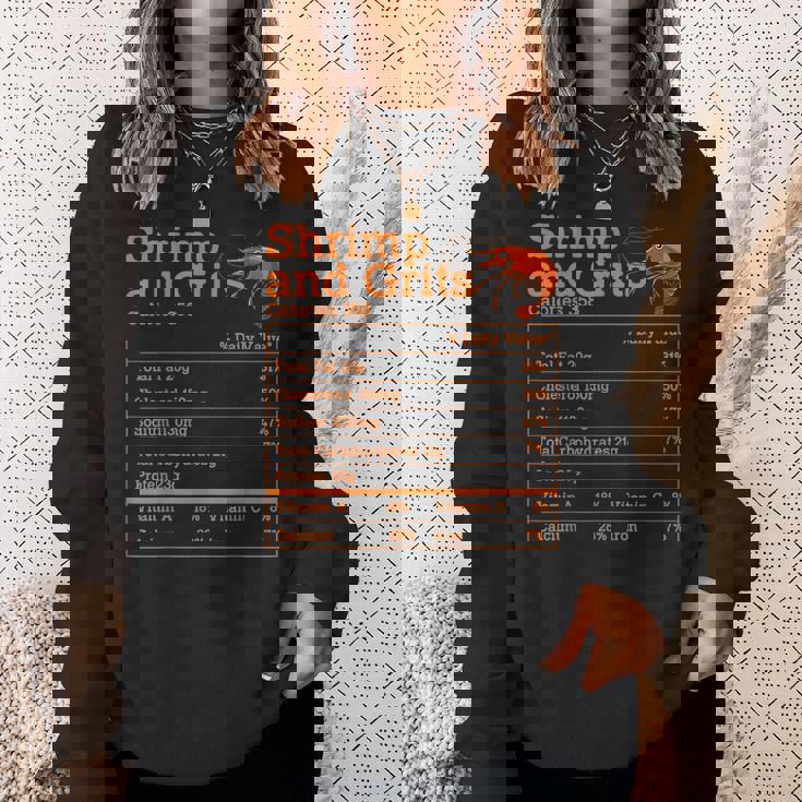 Shrimp And Grits Nutrition Facts Label Calories Protein Food スウェットシャツ 彼女への贈り物