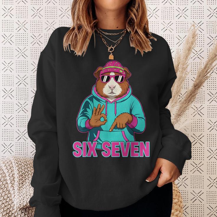 Six Seven Meme Cute Guinea Pig 67 Gen Z Apha Slang Sweatshirt - Monsterry