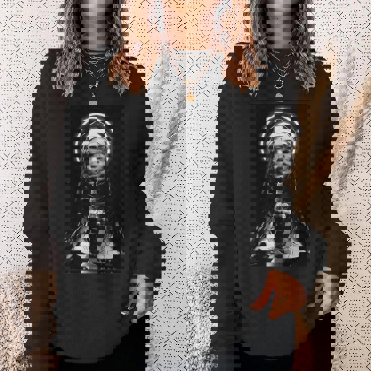 Snirt Hot Nun モチーフ 修道女 中指 スウェットシャツ 彼女への贈り物