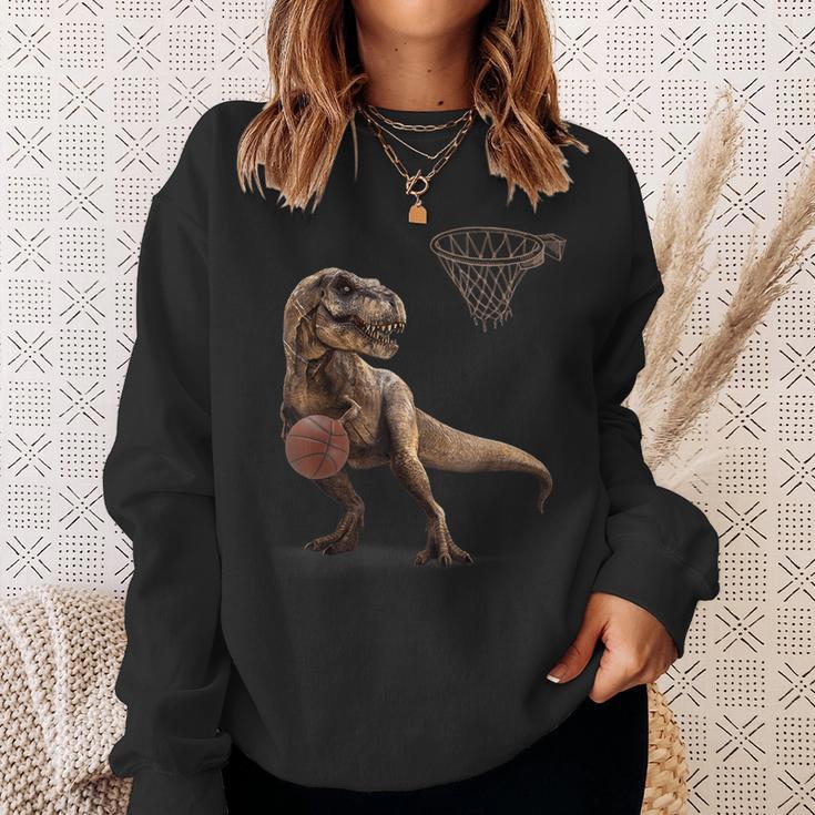T Rex 恐竜 バスケットボール 面白い恐竜フープ スウェットシャツ 彼女への贈り物