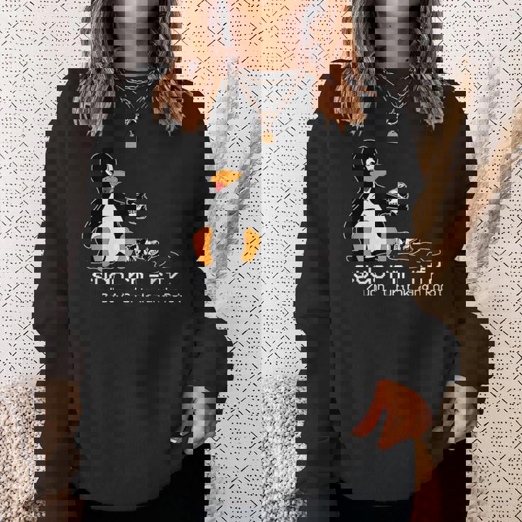 Tux Linux Penguinudo Rm Rf コンピューターフリークハッカー スウェットシャツ 彼女への贈り物