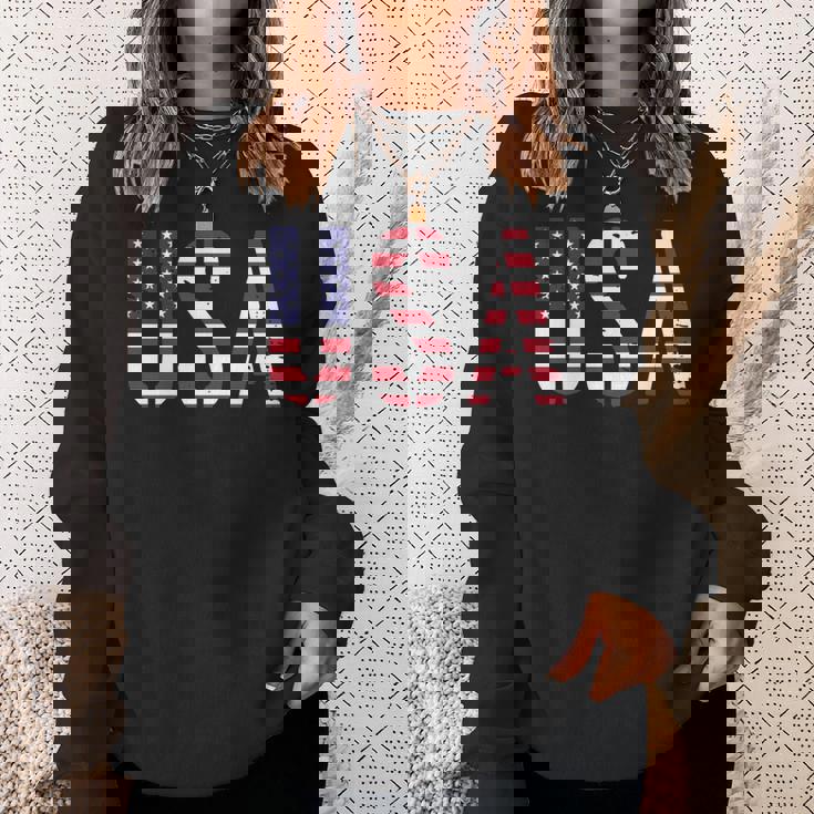 Usa アメリカの国旗の色のアメリカ 長袖tシャツ スウェットシャツ 彼女への贈り物