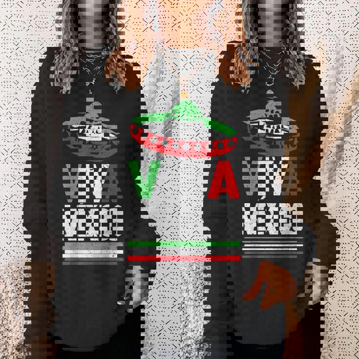 Viva Mexico 帽子デザイン メキシコ国旗カラー メキシコ人向け スウェットシャツ 彼女への贈り物