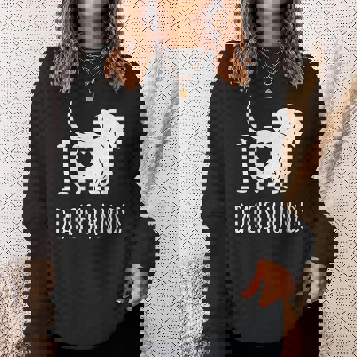 Wiener Dog ダックスフンド 犬 ペット愛好家 I Love Dachshunds スウェットシャツ 彼女への贈り物