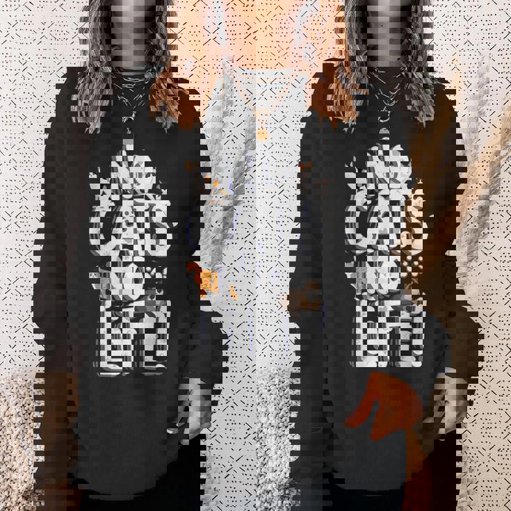 「No Cats No Life」 母の日 バレンタインデー 猫 母 スウェットシャツ 彼女への贈り物