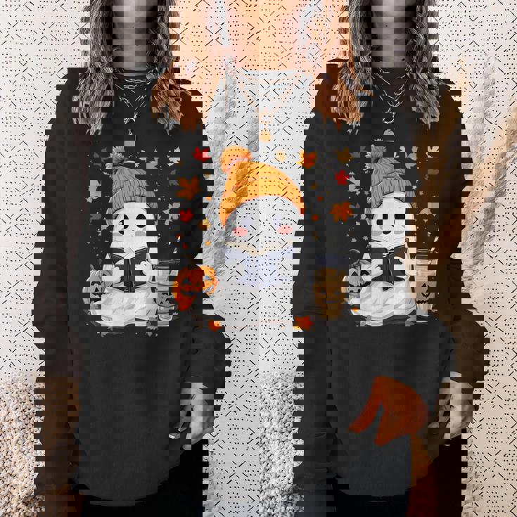 おばけ読書本 紅葉 ハロウィン ゴーストコーヒー スウェットシャツ 彼女への贈り物