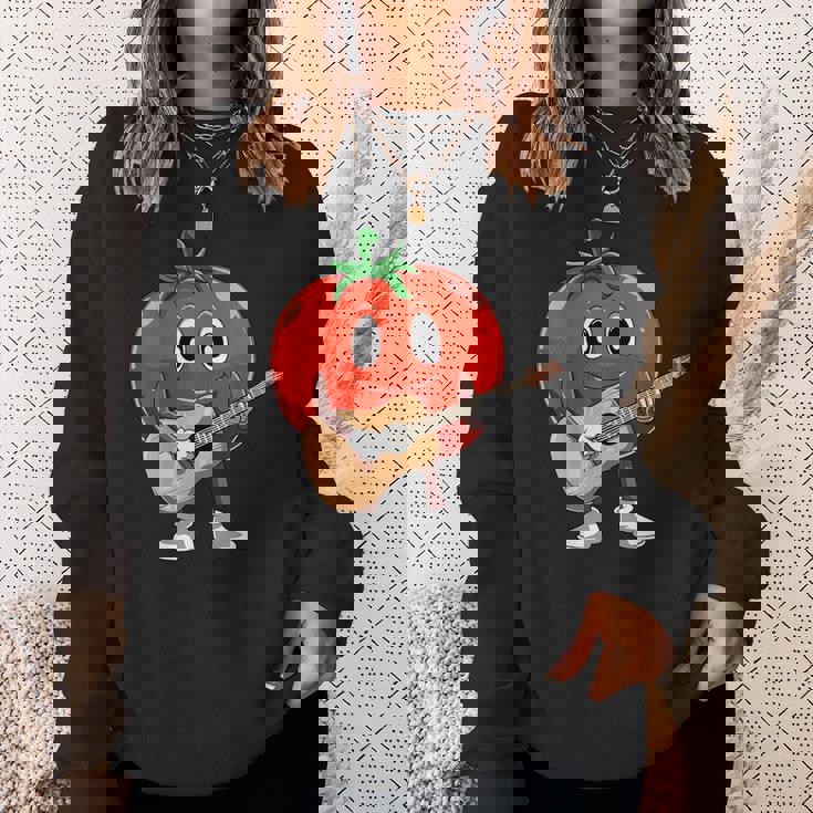 おもしろギタリスト トマト 演奏 ギター ミュージシャン トマト ギター スウェットシャツ 彼女への贈り物