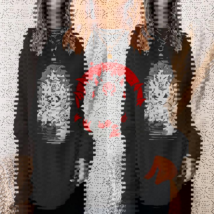 きつね 笑う キツネ 九尾 神話 動物 スウェットシャツ 彼女への贈り物