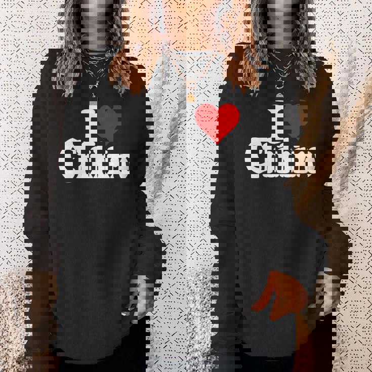 にハートのちひろの名前が大好き 長袖tシャツ スウェットシャツ 彼女への贈り物