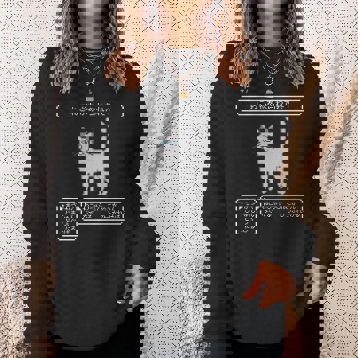 ねこがあらわれた！ 猫好き ゲーム好き ネコ飼い ネコママ 猫ママ ネコパパ 猫パパ Rpg ゲーム 猫 ねこ ネコ 長袖tシャツ スウェットシャツ 彼女への贈り物