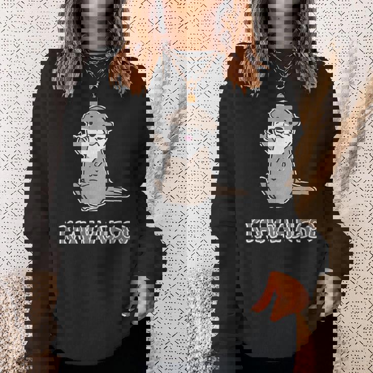 ゆるカワウソさん まるくん『はろー』 コツメカワウソ かわいい キャラクター イラスト スウェットシャツ 彼女への贈り物