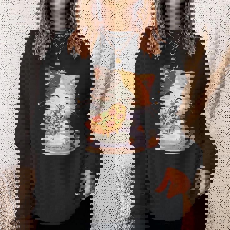 わがまま猫 ピザねこ ラーメン好き かわいい おもしろ マンガ スウェットシャツ 彼女への贈り物