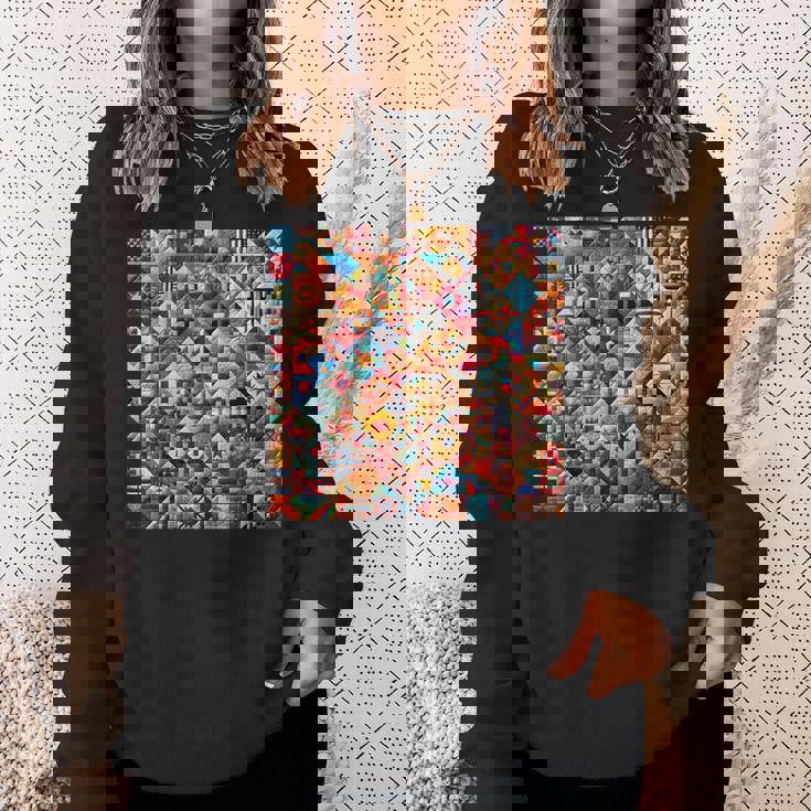 アメリカンキルト カラフル パッチワーク キルティング キルター ソーイング スウェットシャツ 彼女への贈り物