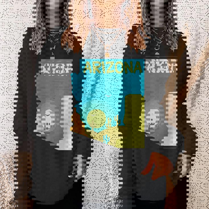 アリゾナ州の地図、モダンな抽象的なアリゾナ砂漠、サボテン スウェットシャツ 彼女への贈り物